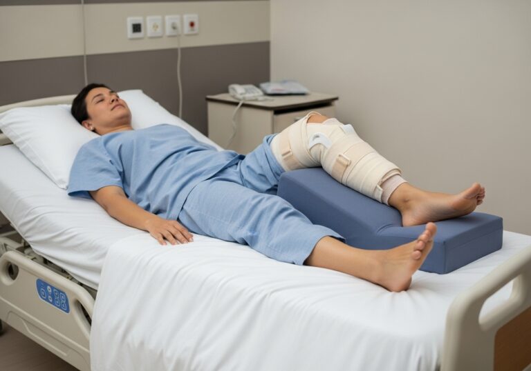 Schlafposition nach Knie-OP: So schläft man am besten [Bildinhalt mit KI erstellt]