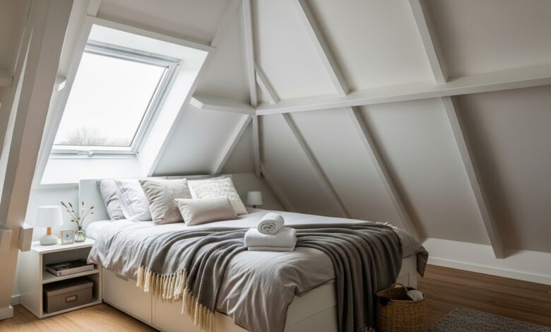 Bett unter Dachschräge stilvoll gestalten