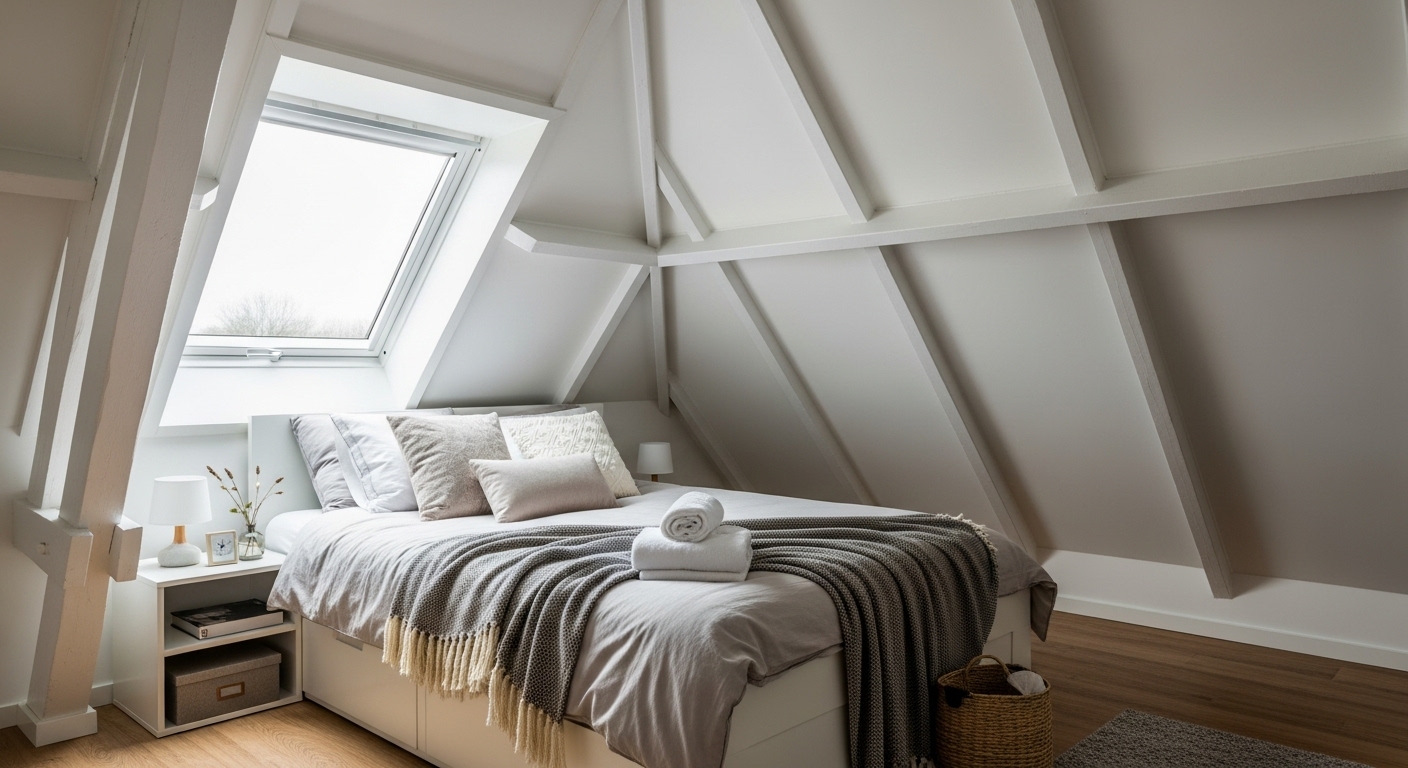 Bett unter Dachschräge stilvoll gestalten